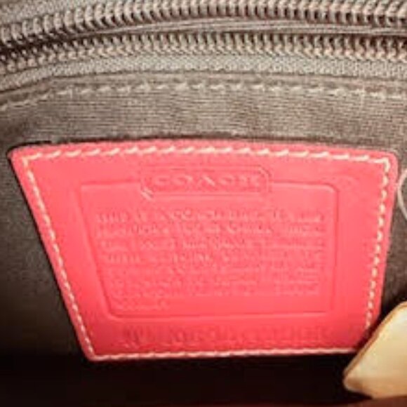 Coach Signature Canvas Leather Crossbody Bag Y2K Khaki Raspberry Red Trim 10568 - Picture 5 of 11